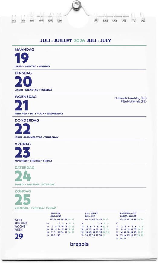 Brepols Wire-O Wand-week kalender 4-talig 2026 - Foto 2