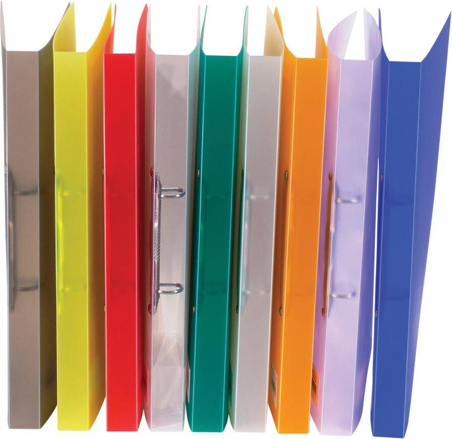 Bronyl ringmap voor ft A4 uit PP 2 D-ringen van 15 mm geassorteerde transparante kleuren