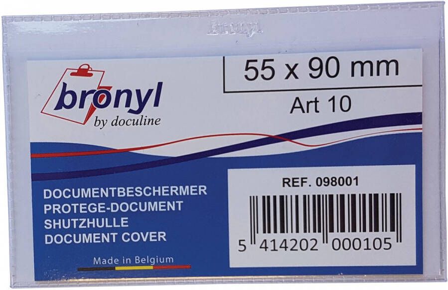 Bronyl U-mapje uit transparante PVC van 140 micron ft kredietkaart