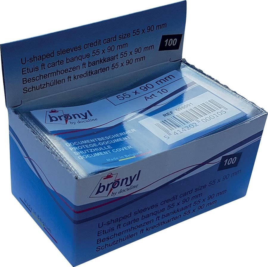 Bronyl U-mapje uit transparante PVC van 140 micron ft kredietkaart display van 100 stuks