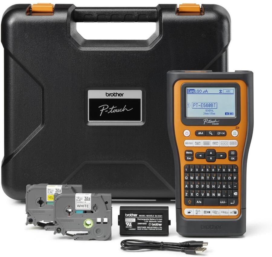 Brother beletteringssysteem PT-E560BT met draagkoffer 2 tapes adapter en batterij