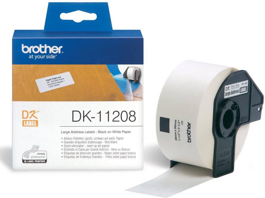 Brother Etiket DK-11208 adressering groot 38x90mm 1 rolá 400 stuks wit