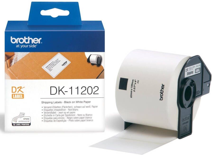 Brother Etiketten labels op rol voor labelprinters ql verzendlabels ft 62 x 100 mm papier 300 etiketten