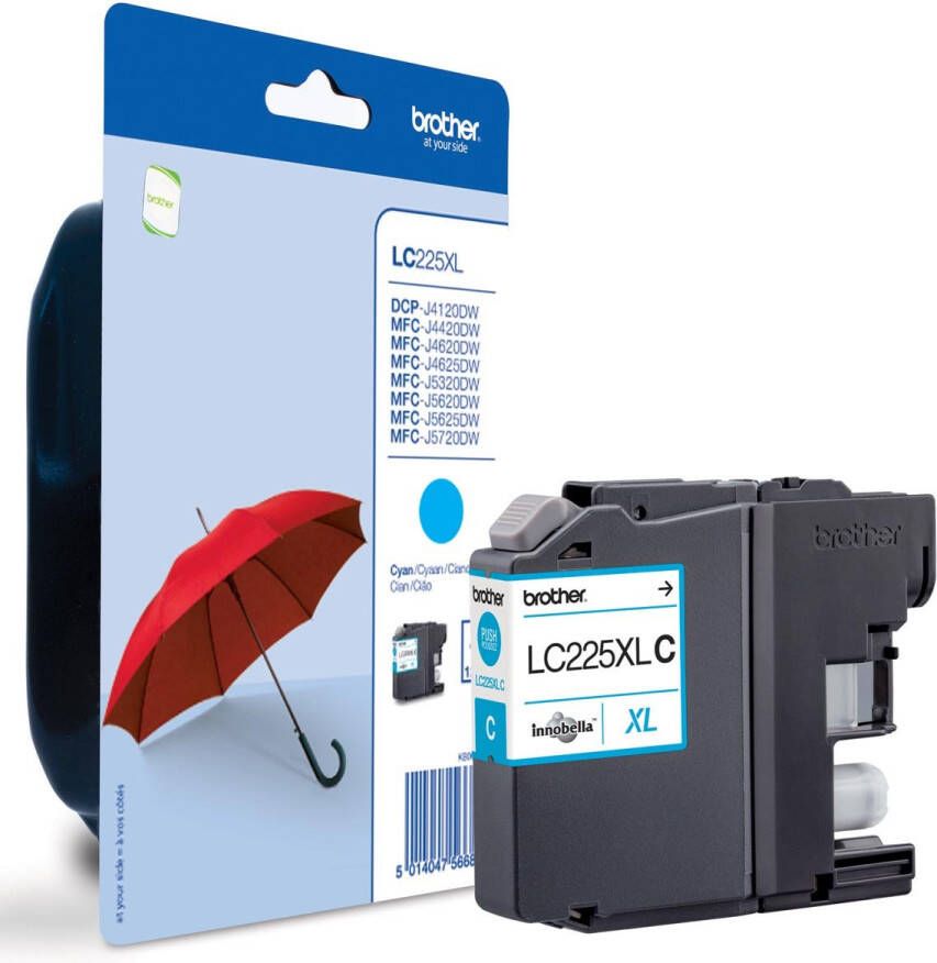 Brother inktcartridge 1.200 pagina&apos;s OEM LC-225XLC cyaan op blister