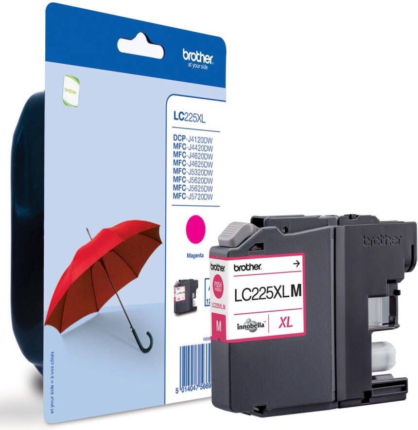 Brother inktcartridge 1200 pagina&apos;s OEM LC-225XLM magenta op blister