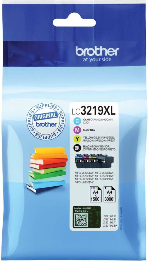Brother LC-3219XLVAL inktcartridge 4 stuk(s) Origineel Normaal rendement Zwart Cyaan Magenta Geel (LC-3219XLVAL)