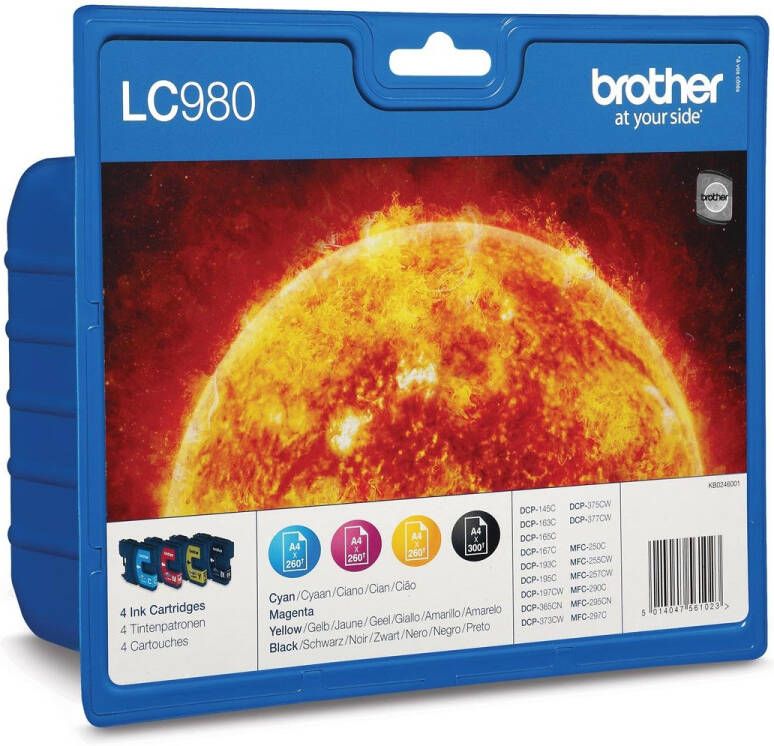 Brother LC-980VALBP inktcartridge 4 stuk(s) Origineel Zwart Cyaan Magenta Geel (LC-980VALBP)