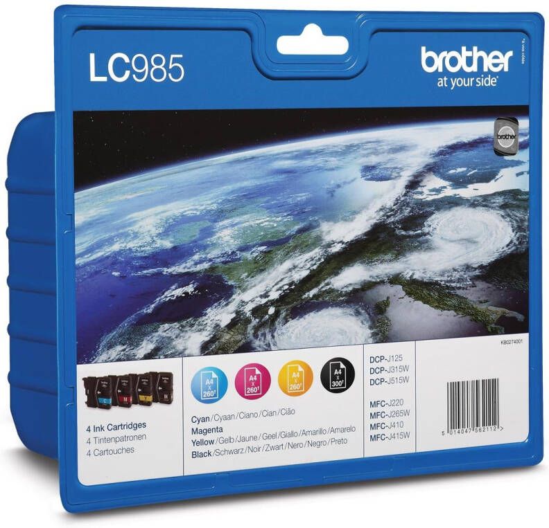 Brother LC-985VALBP inktcartridge 4 stuk(s) Origineel Zwart Cyaan Magenta Geel (LC-985VALBP)