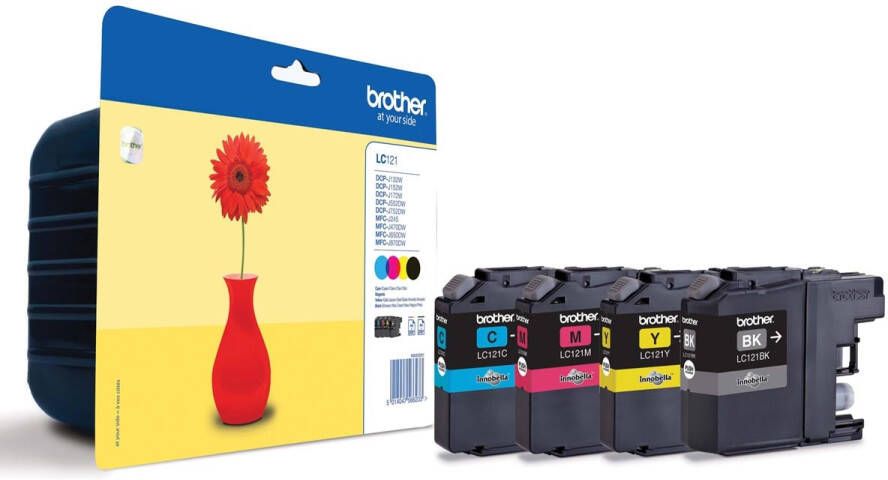 Brother LC-121VALBP inktcartridge 4 stuk(s) Origineel Zwart Cyaan Magenta Geel (LC-121VALBP)