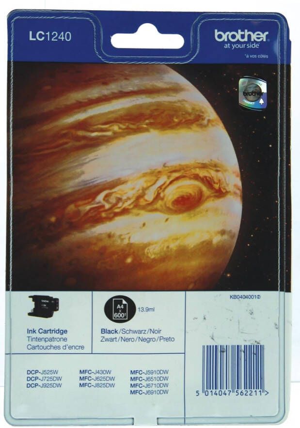 Brother LC 1240 inktcartridge zwart high capacity 600 paginas 1 pack blister zonder alarm