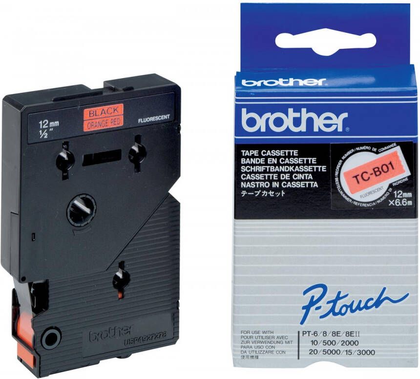 Brother TC-B01 labelprinter-tape Zwart op fluorescerend oranje (TC-B01)