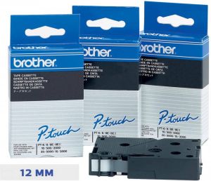 Brother TC tape voor P Touch 12 mm blauw op wit