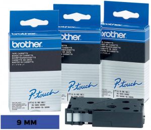 Brother TC tape voor P Touch 9 mm zwart op blauw