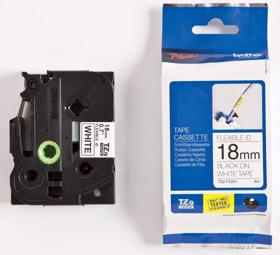 Brother TZe flexibele gelamineerde tape voor P-Touch 18 mm zwart op wit
