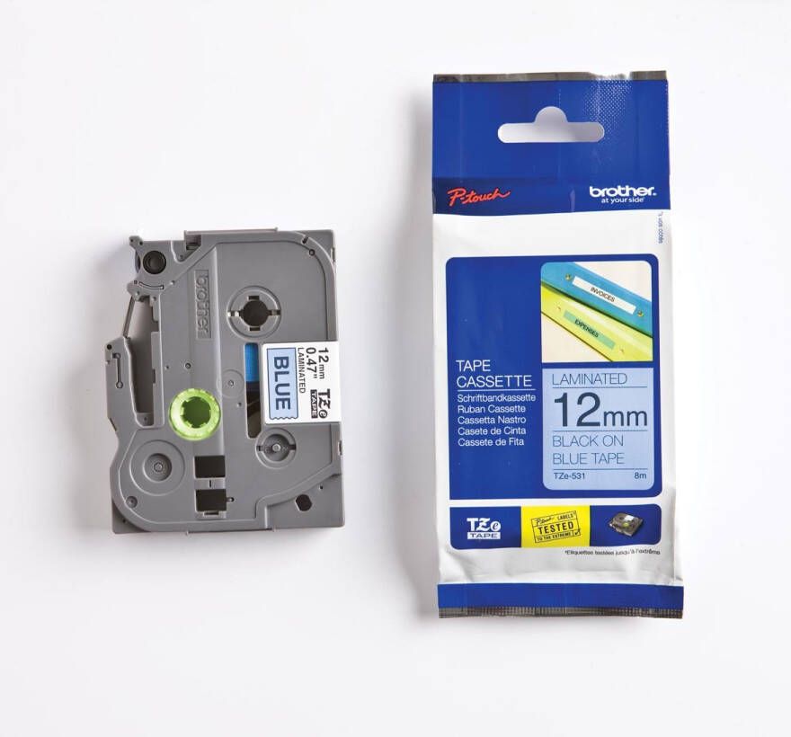 Brother Labeltape P-touch TZE531 12mm zwart op blauw