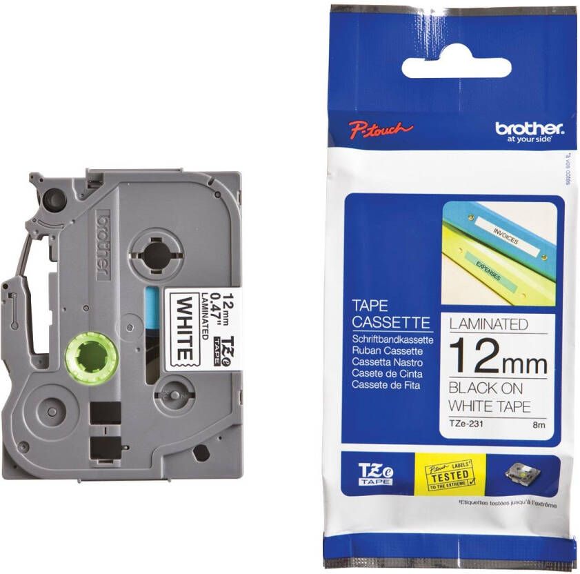 Brother Labeltape P-touch TZE231 12mm zwart op wit