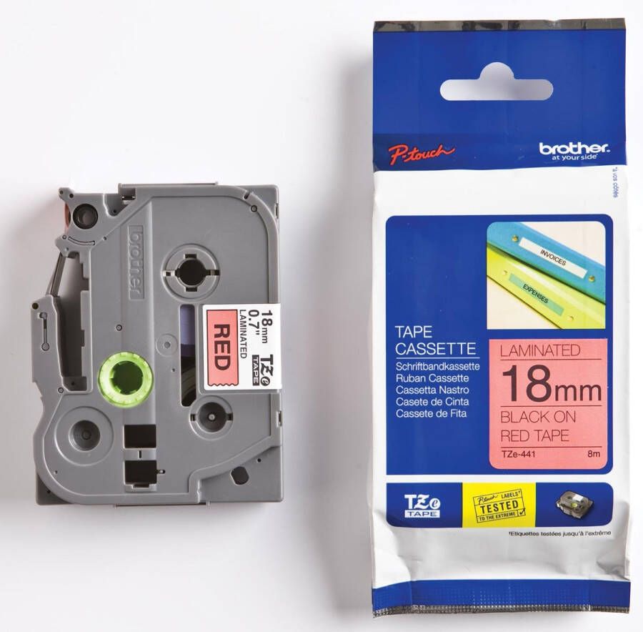 Brother Labeltape P-touch TZe-441 standaard 18mm zwart op rood