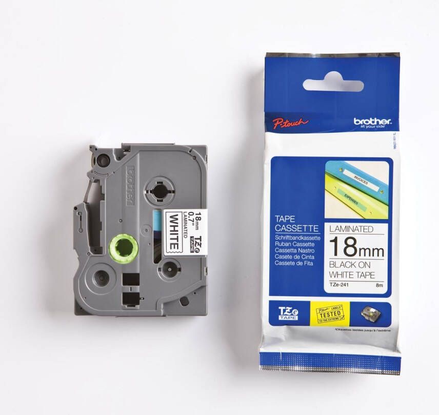 Brother Labeltape P-touch TZe-241 standaard 18mm zwart op wit