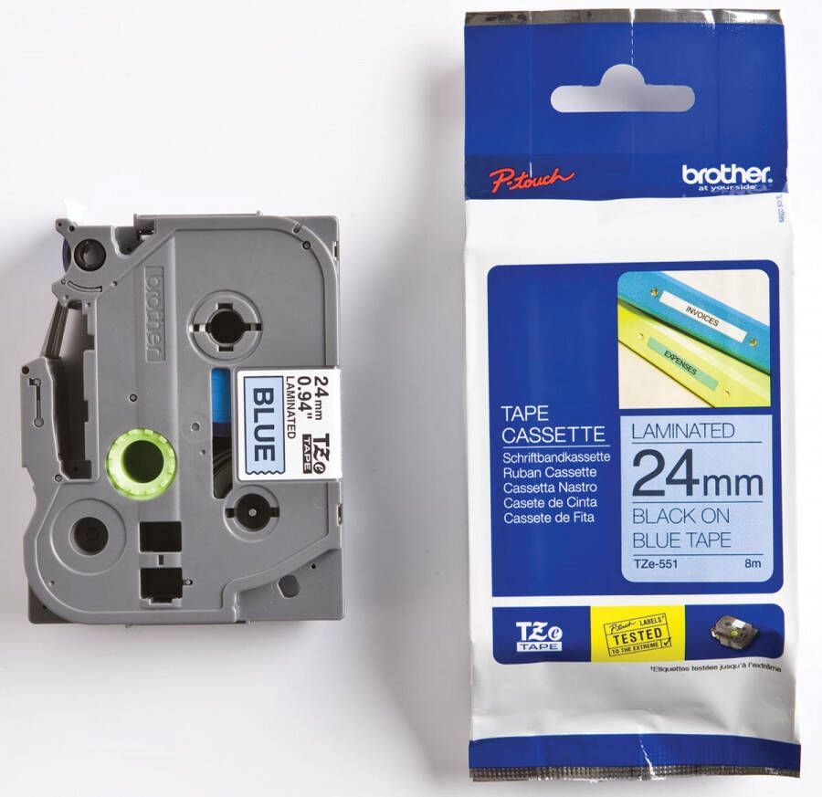 Brother TZe tape voor P Touch 24 mm zwart op blauw