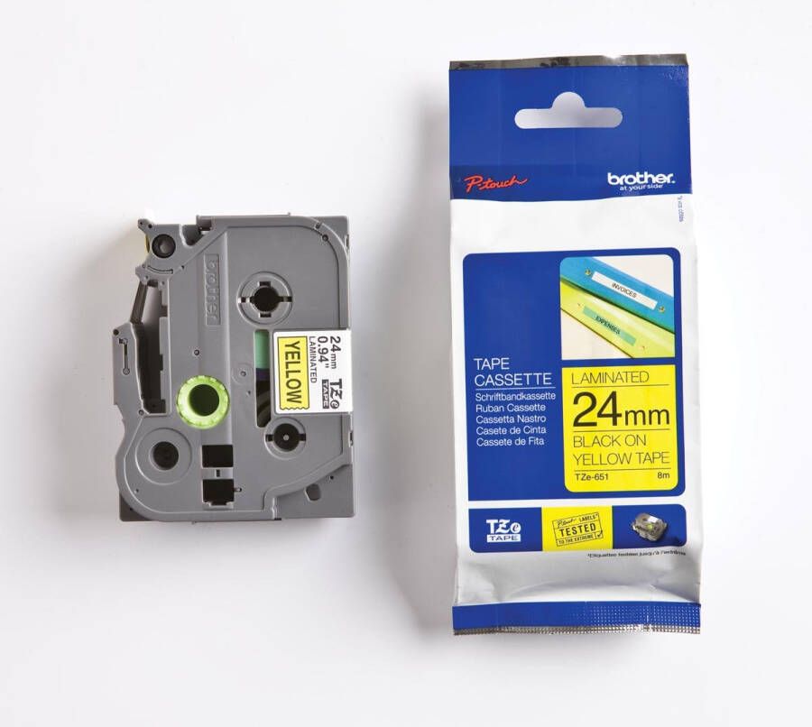 Brother TZe tape voor P-Touch 24 mm zwart op geel