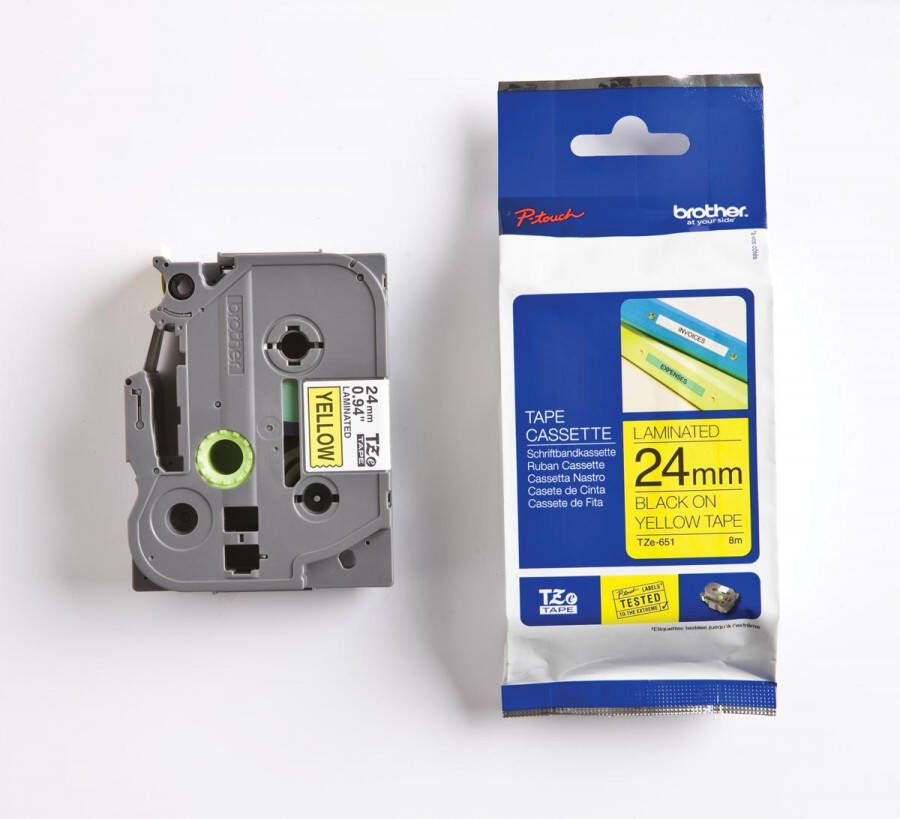 Brother TZe tape voor P-Touch 24 mm zwart op geel
