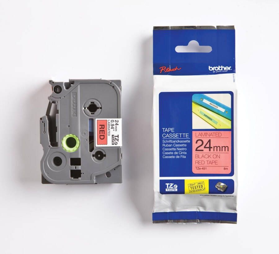 Brother Labeltape P-touch TZe-451 standaard 24mm zwart op rood