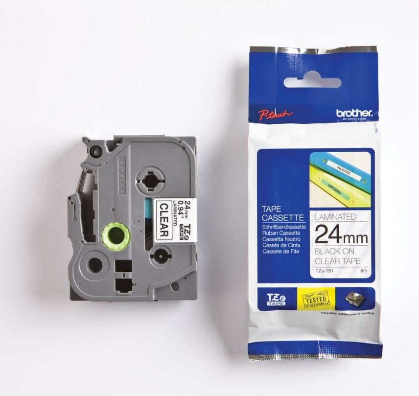 Brother TZe tape voor P-Touch 24 mm zwart op transparant