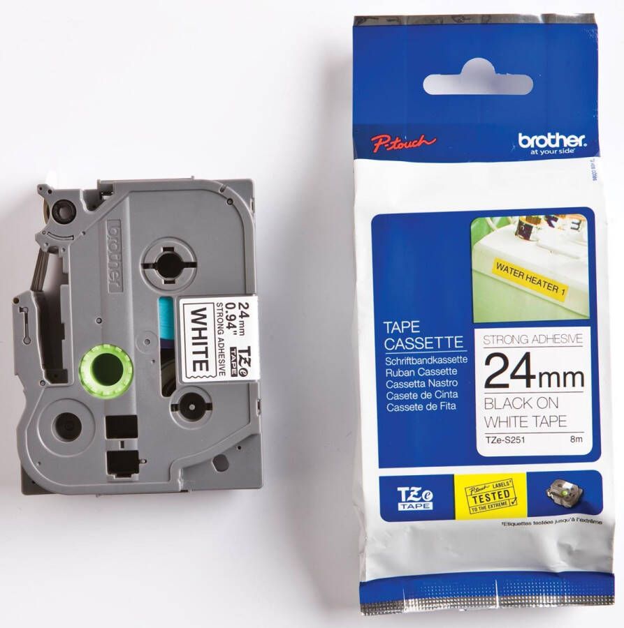 Brother TZe tape voor P-Touch 24 mm zwart op wit extra klevend