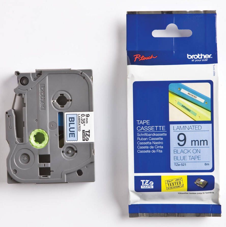 Brother TZe tape voor P-Touch 9 mm zwart op blauw