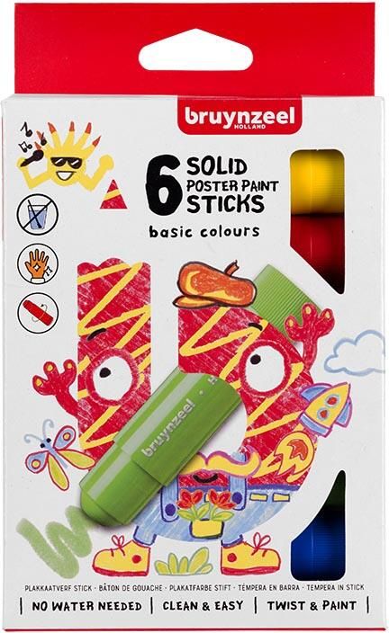 Bruynzeel Kids plakkaatverf sticks pak van 6 stuks - Foto 1