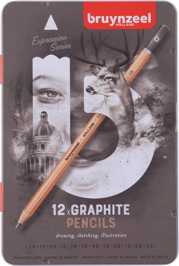 Bruynzeel Grafietpotlood Expression setà 12 hardheden grijs