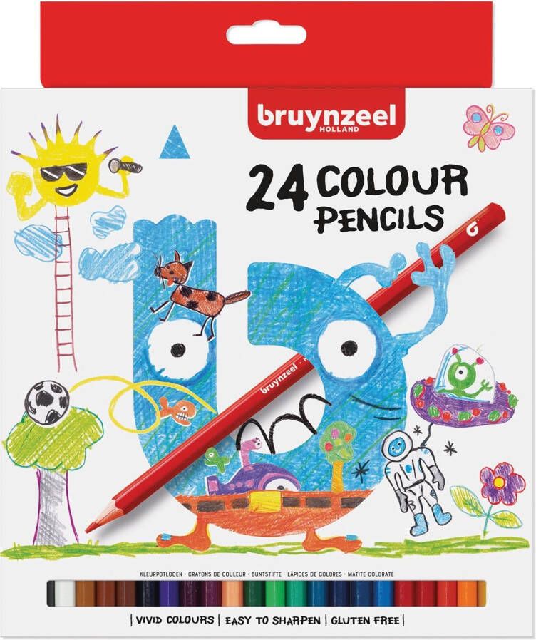 Bruynzeel Kids kleurpotloden set van 24 stuks in geassorteerde kleuren