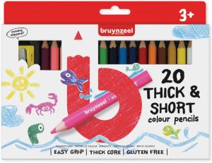 Bruynzeel Kids korte dikke kleurpotloden set van 20 stuks in geassorteerde kleuren