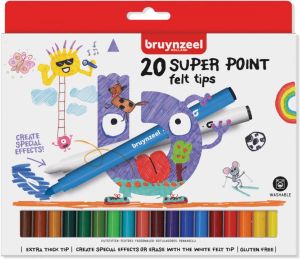 Bruynzeel Kids viltstiften Super Point set van 20 stuks in geassorteerde kleuren