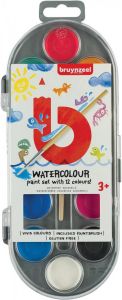 Bruynzeel Kids waterverf set van 12 geassorteerde kleuren in ophangbaar doosje
