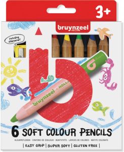 Bruynzeel Kids zachte kleurpotloden set van 6 stuks in geassorteerde kleuren