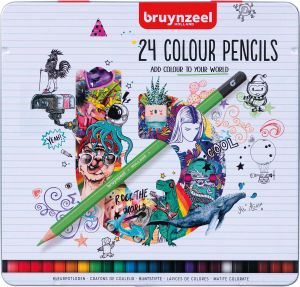 Bruynzeel kleurpotloden metalen doos van 24 stuks