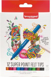 Bruynzeel viltstiften Super Point etui met 12 stuks