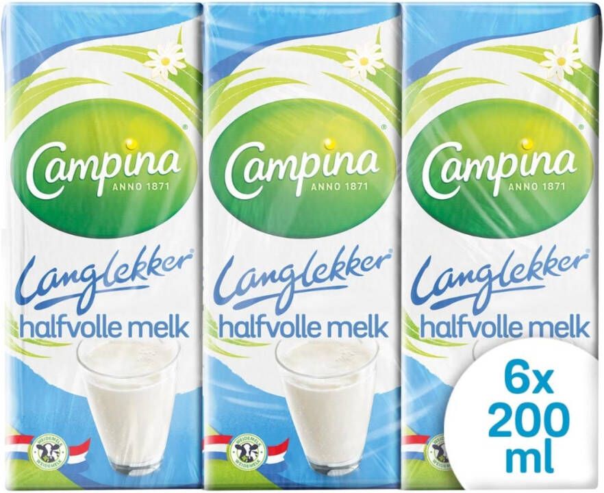 Campina halfvolle melk 0 2 liter pak van 6 stuks