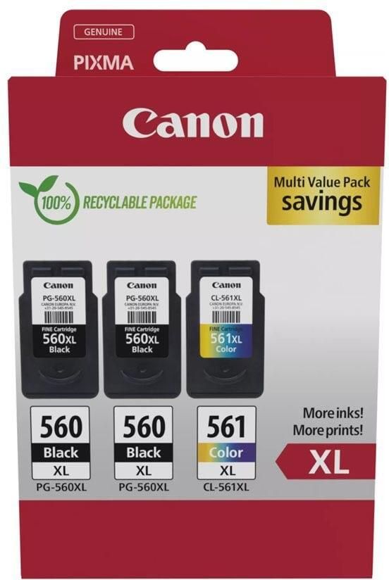Canon inktcartridge 2 x PG-560XL + 1 x CL-561XL 300 400 pagina&apos;s OEM 3712C009 4 kleuren