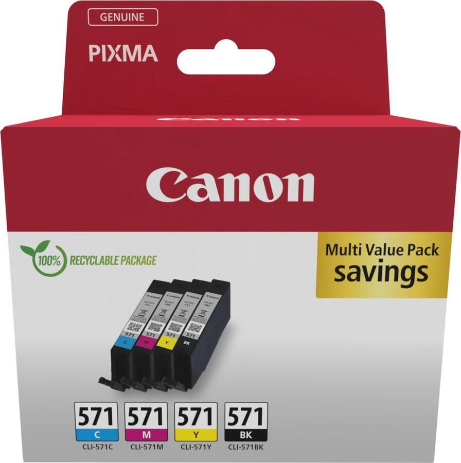 Canon inktcartridge CLI-571 345 pagina&apos;s OEM 0386C009 4 kleuren