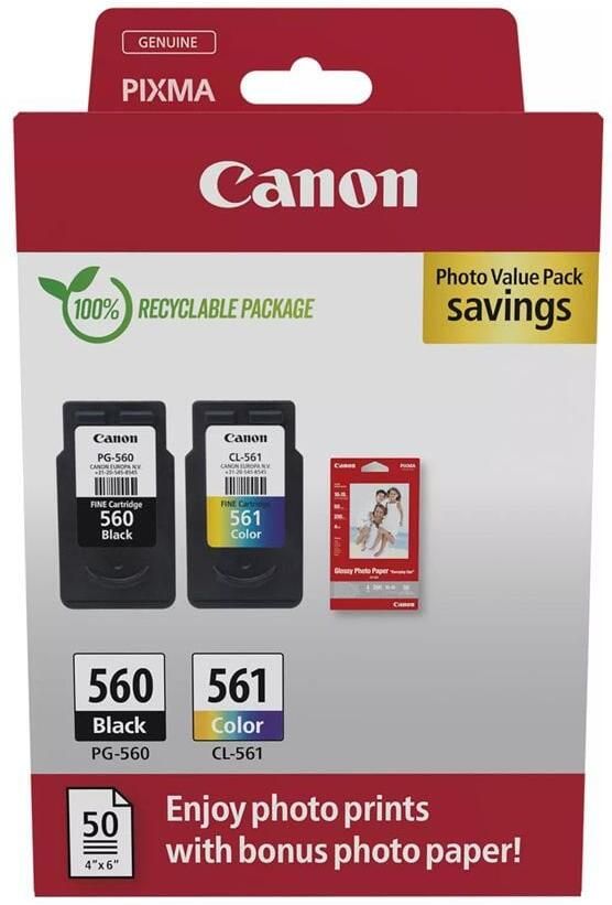 Canon inktcartridge PG-560 CL-561 180 pagina&apos;s OEM 3713C008 4 kleuren