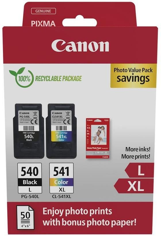 Canon photo value pack 1 x PG-540L + 1 x CL-541XL 300 400 OEM 5224B012 4 kleuren