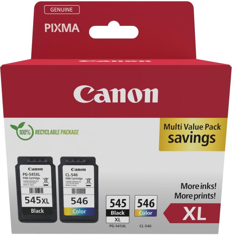 Canon photo value pack 1 x PG-545XL + 1 x CL-546XL 300 400 pagina&apos;s OEM 8286B012 4 kleuren
