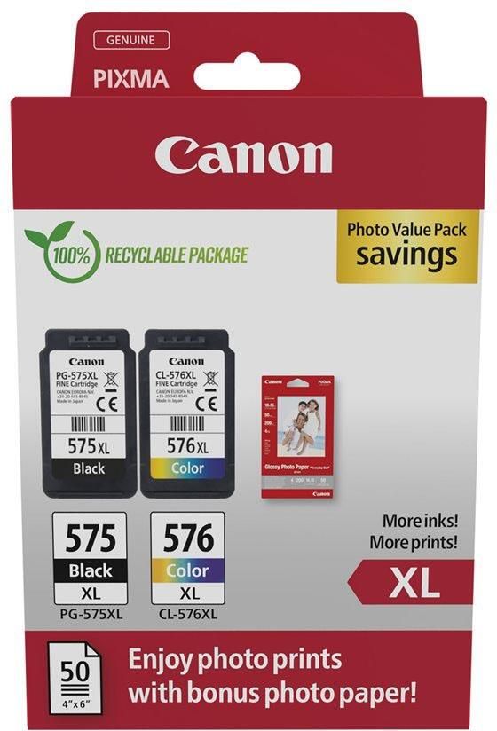 Canon photo value pack 1 x PG-575XL + 1 x CL-576XL 300 400 pagina&apos;s OEM 5437C006 4 kleuren