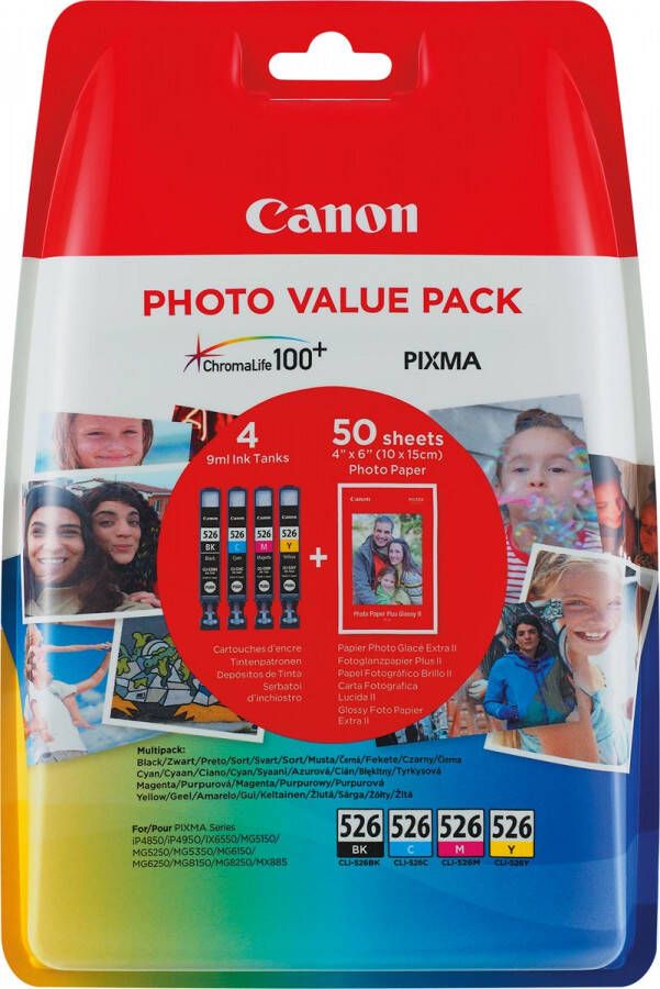 Canon inktcartridge CLI-526 4 x 9 ml OEM 4540B017 4 kleuren