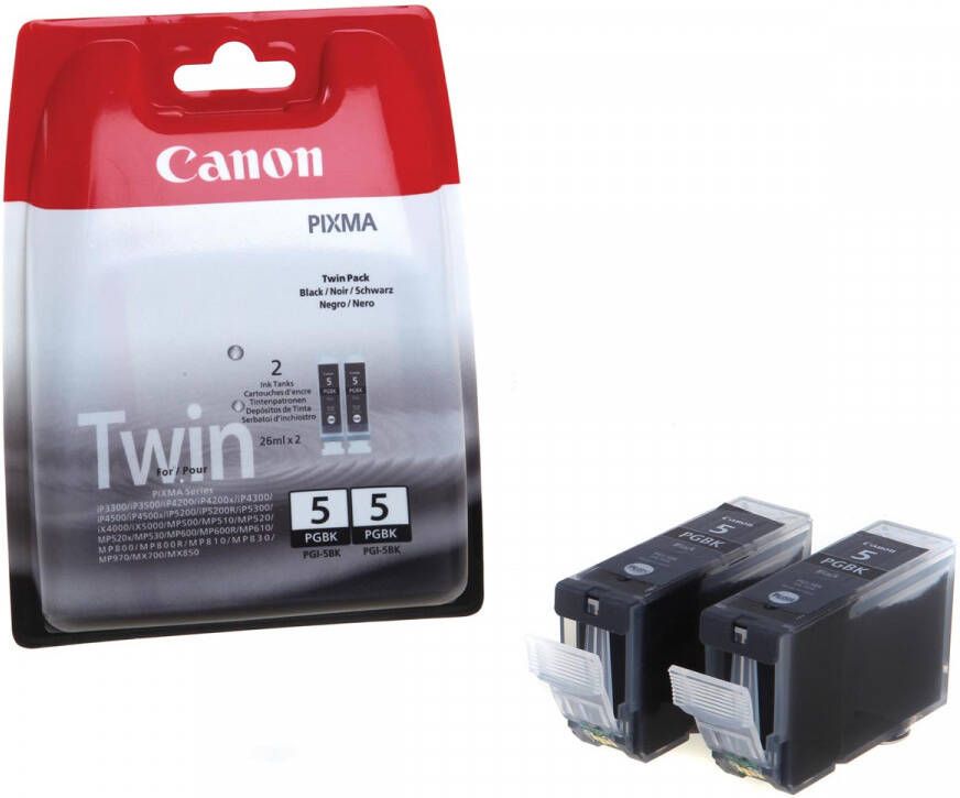 Canon PGI-5BK inktcartridge zwart standard capacity 2-pack blister met alarm