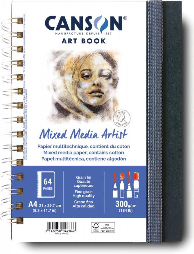 Canson Mixed Media Artist tekenboek 28 vellen 300 g m² ft 21 x 29 7 cm (A4)