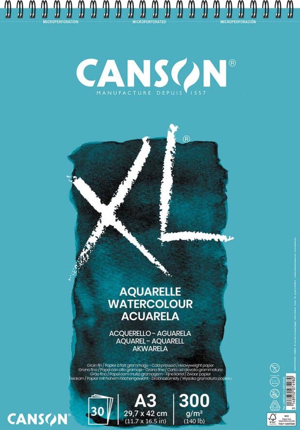 Canson Schetsblok xl aquarelle 300g mÂ² ft a3 30 vel
