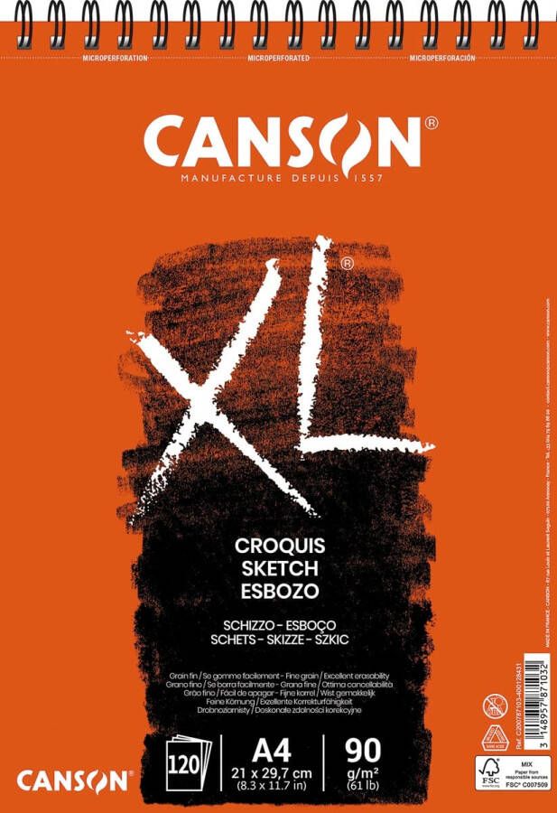 Canson schetsblok XL ft 21 x 29 7 cm (A4) blok van 120 blad